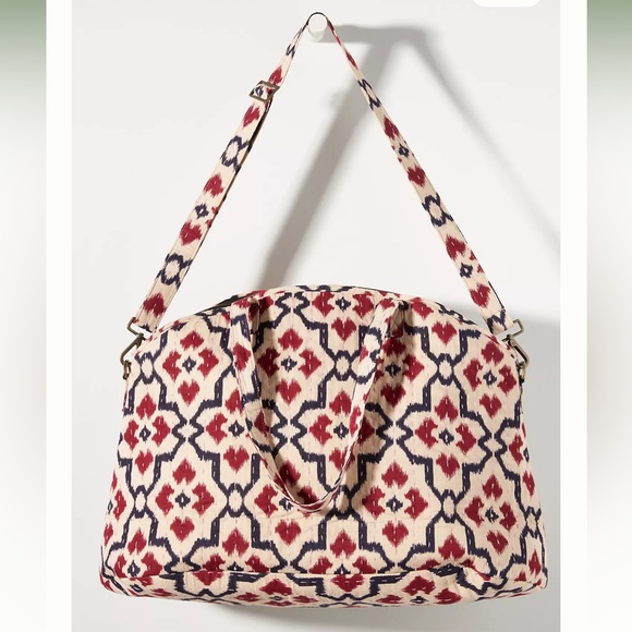 New Anthropologie Women’s Stitched Weekender Bag & Matching Cosmetic Bag - Picture 1 of 13